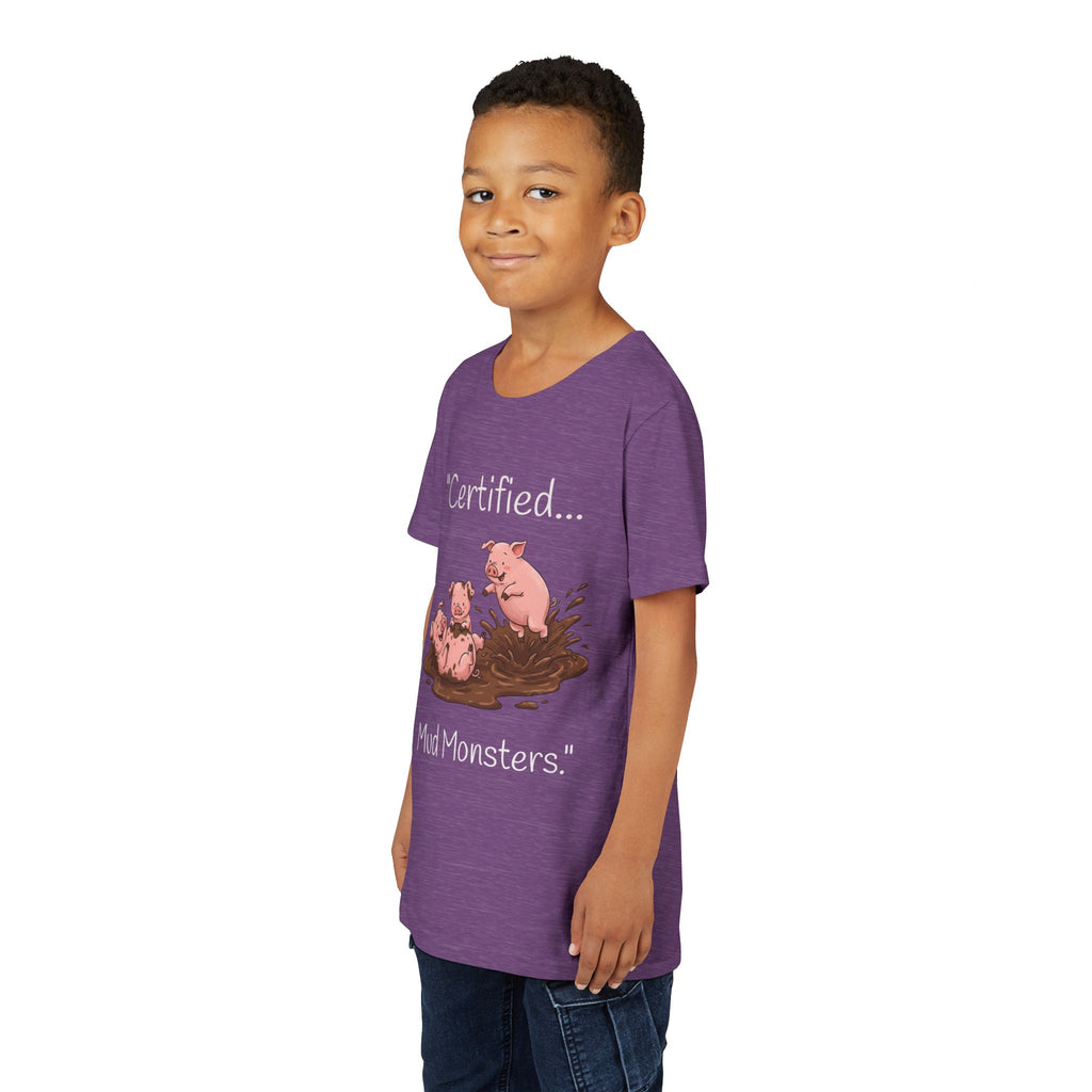 Youth Tee / "Certified Mud Monsters" Playful Piglets Graphic