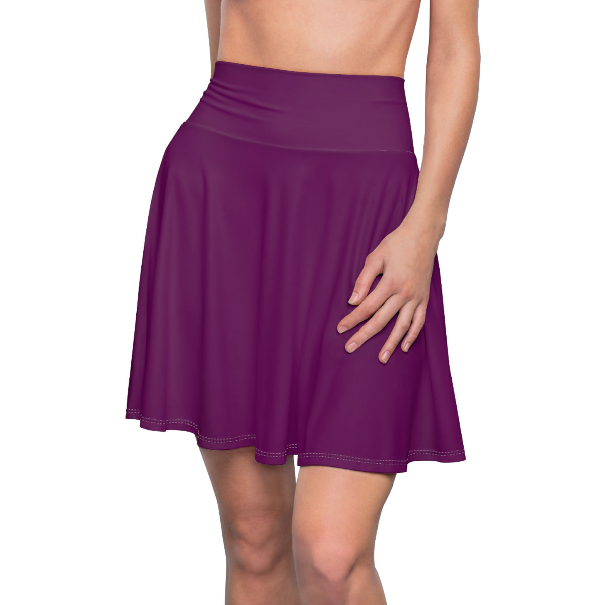 Solid Plum Skater Skirt - Deep Purple Flared