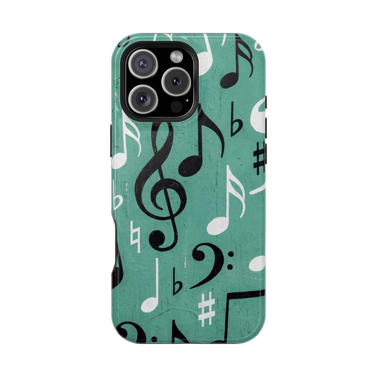 Teal Music Notes Phone Case | Impact-Resistant Case