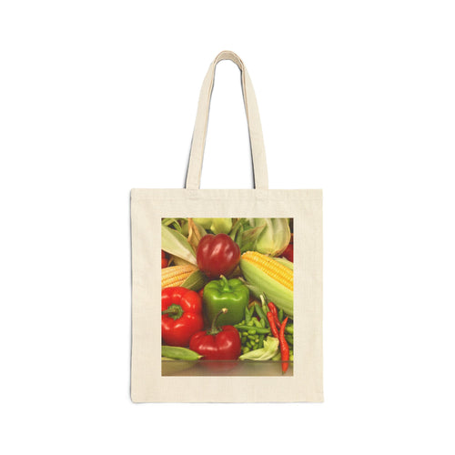 Canvas Tote Bag / Fresh Veggies Market Print | Farmers Market Grocery Tote