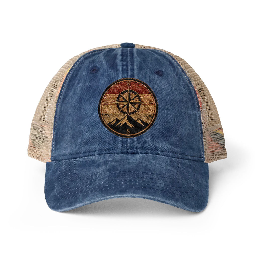 Women's Washed Mesh-Back Cap/Rose Compass