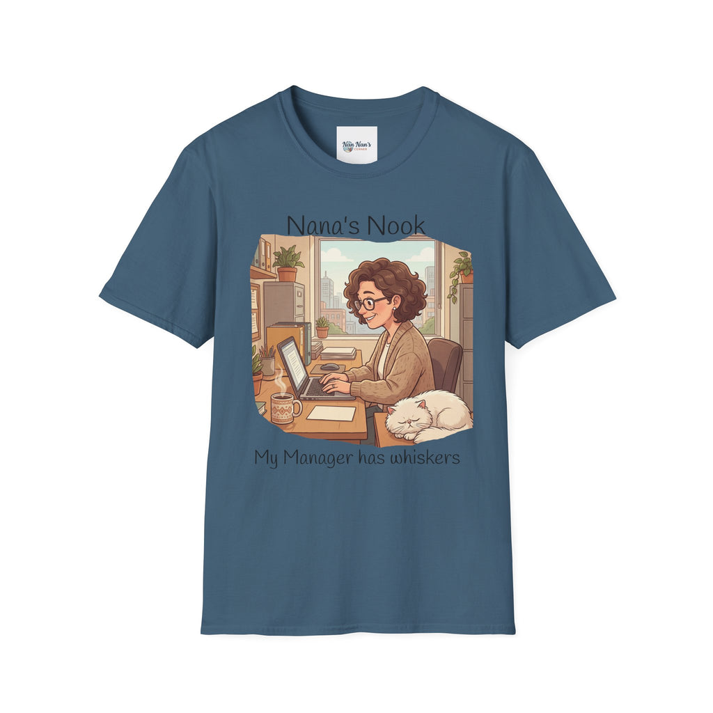 T-Shirt / "Nana's Nook: My Manager Has Whiskers" Cozy Grandma Cat Lover Tee