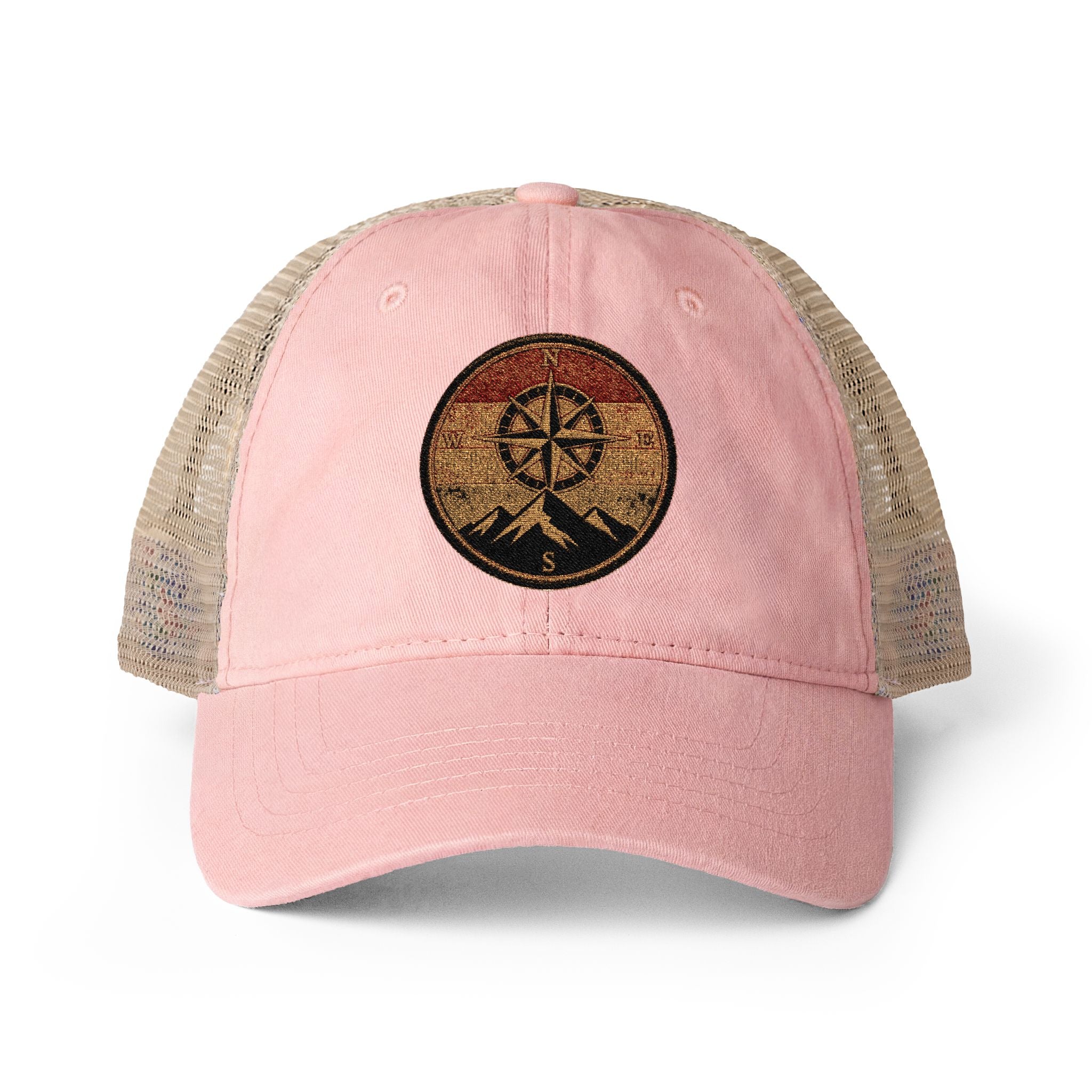 Women's Washed Mesh-Back Cap/Rose Compass