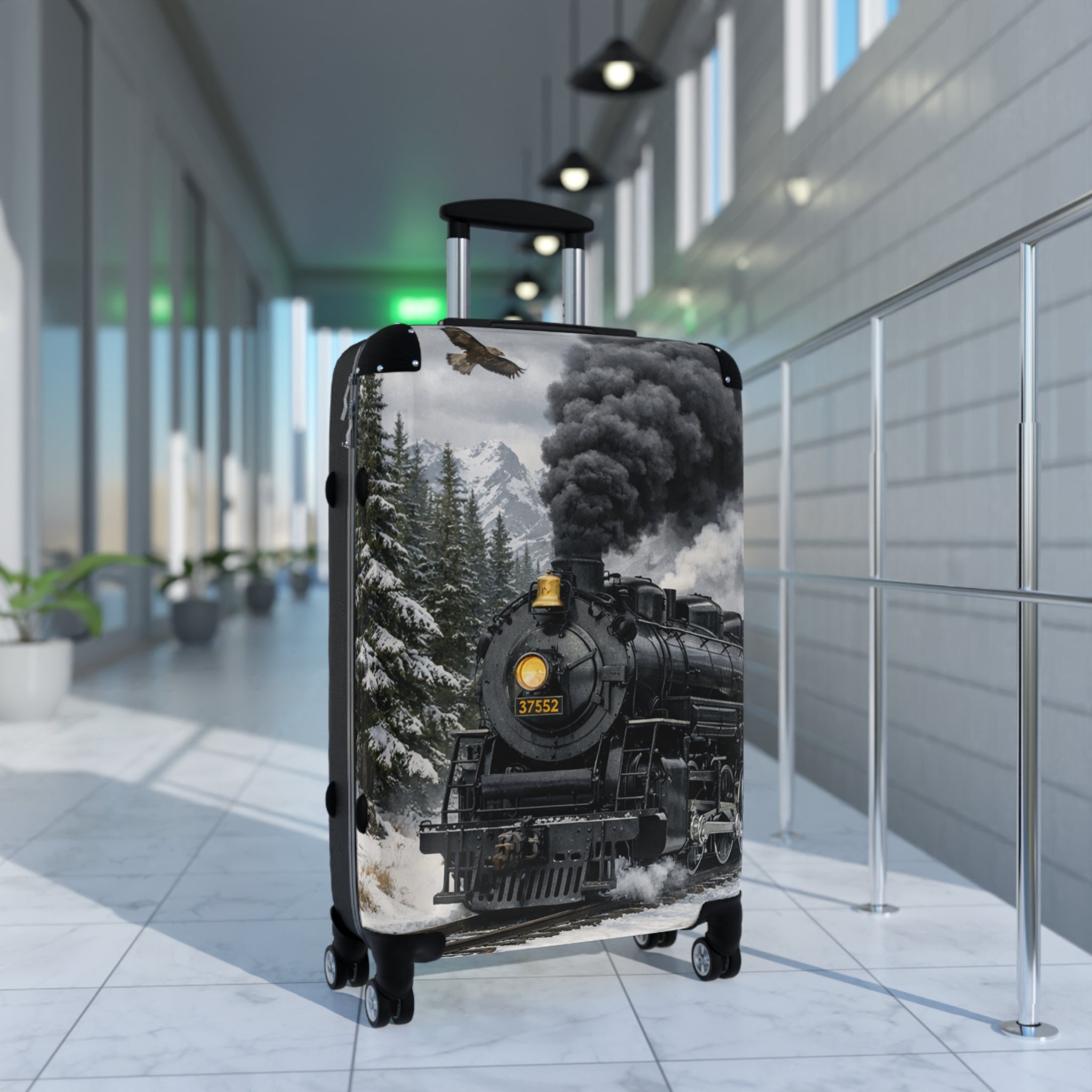 Vintage Steam Locomotive Suitcase | Train Travel Luggage