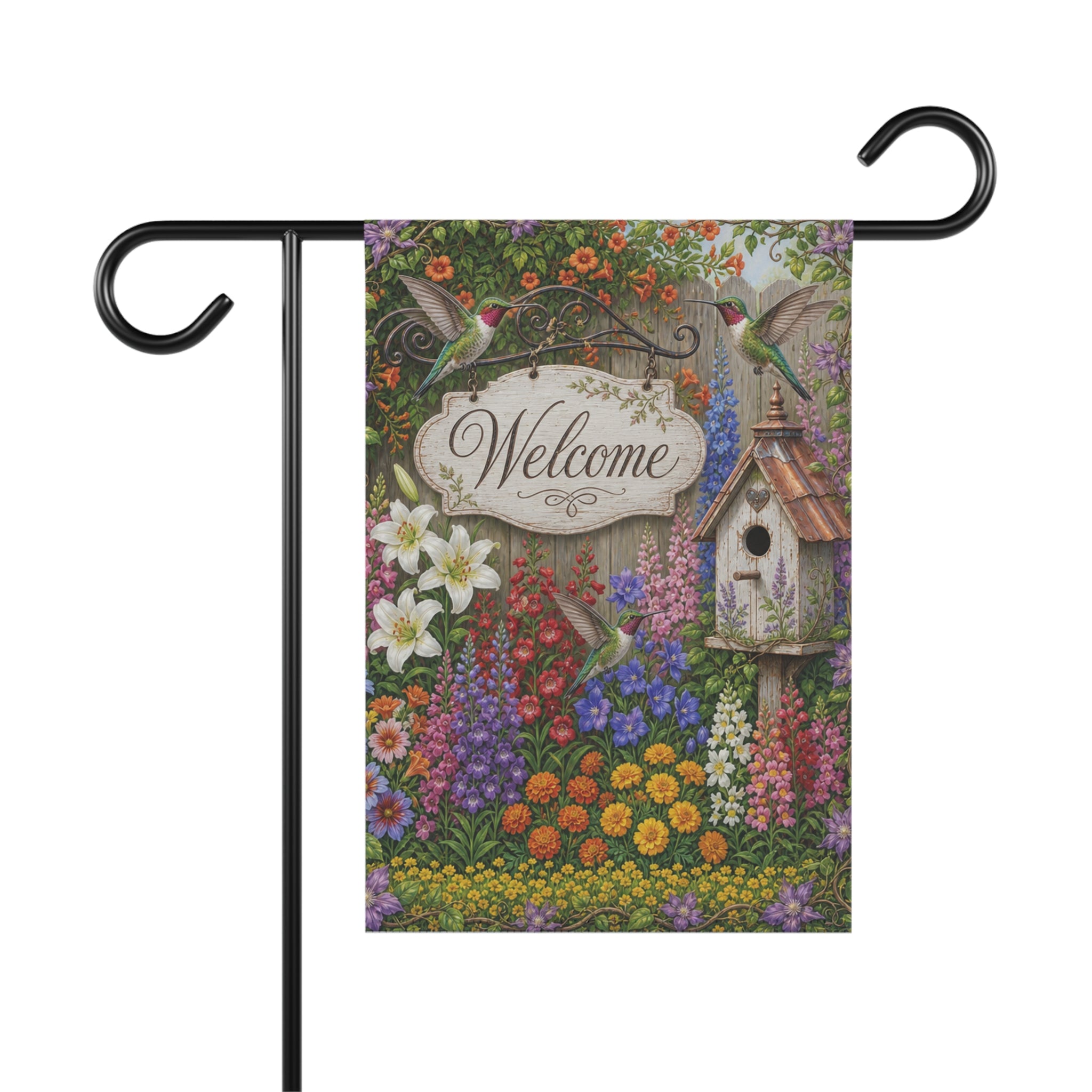 Cottage Garden Floral Banner | House Welcome Flag