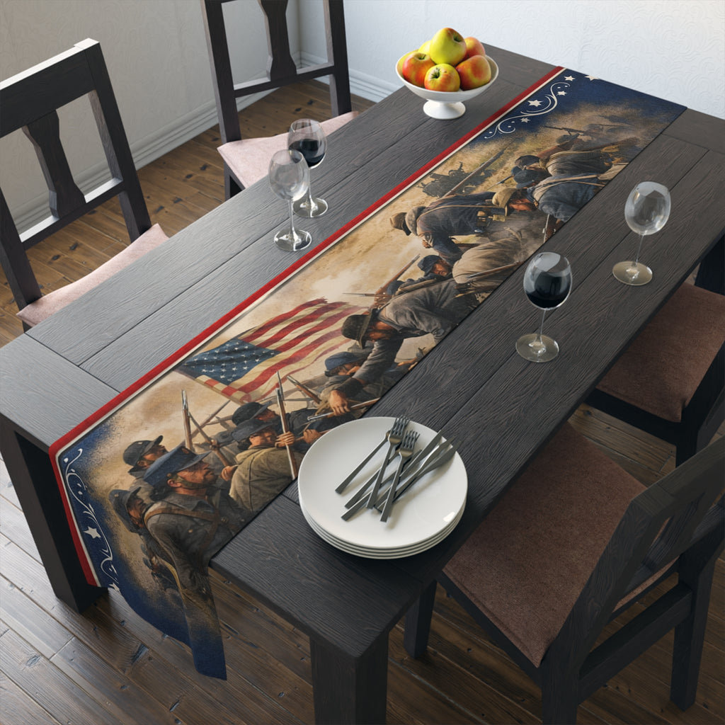 Civil War Soldiers Table Runner | Historical Battle Scene
