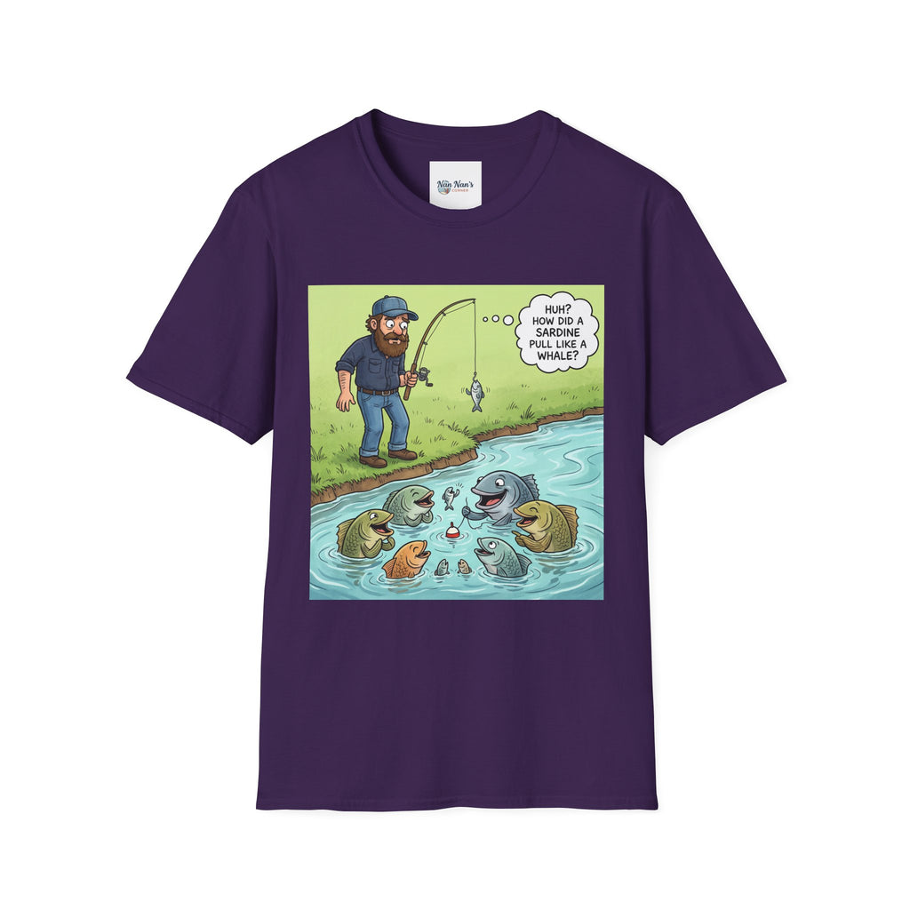 Fishing Bass Cartoon Unisex Graphic T-Shirt – Funny Lure Pond Fish Cotton Tee