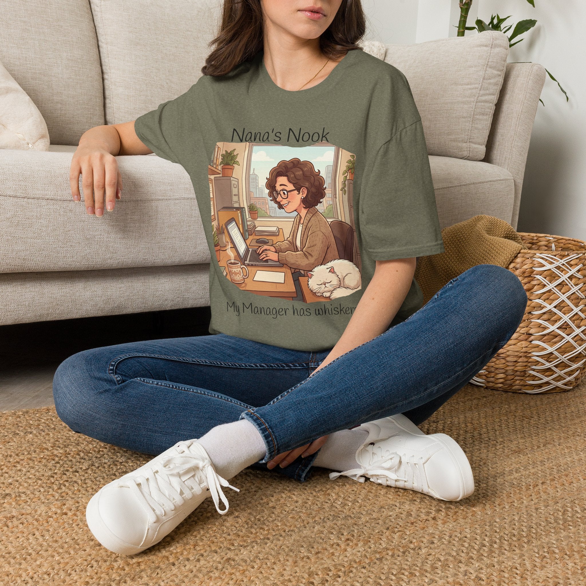 T-Shirt / "Nana's Nook: My Manager Has Whiskers" Cozy Grandma Cat Lover Tee