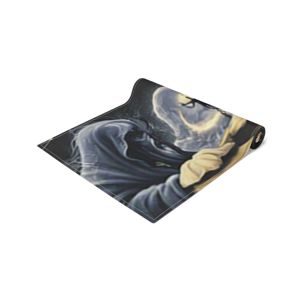 Happy Halloween Table Runner | Glowing Moon, Bats & Spiderwebs – Seasonal Table Decor