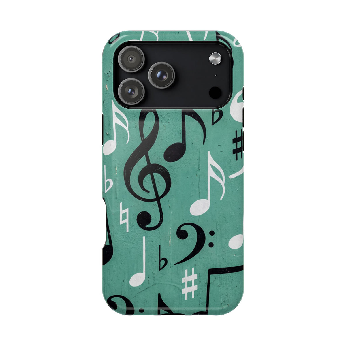 Teal Music Notes Phone Case | Impact-Resistant Case