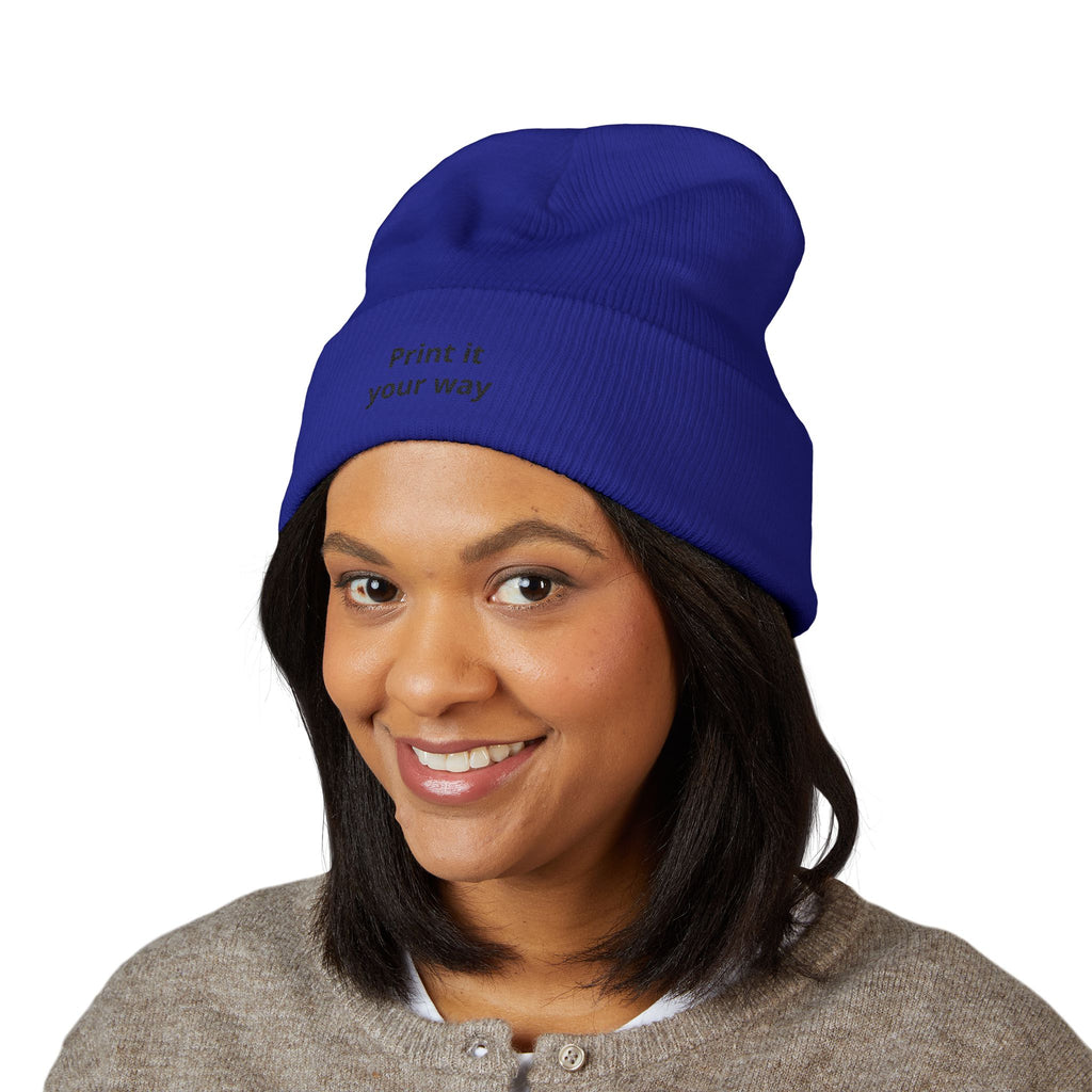 Print It Your Way beanie | Cuffed Embroidered Beanie, Custom Text