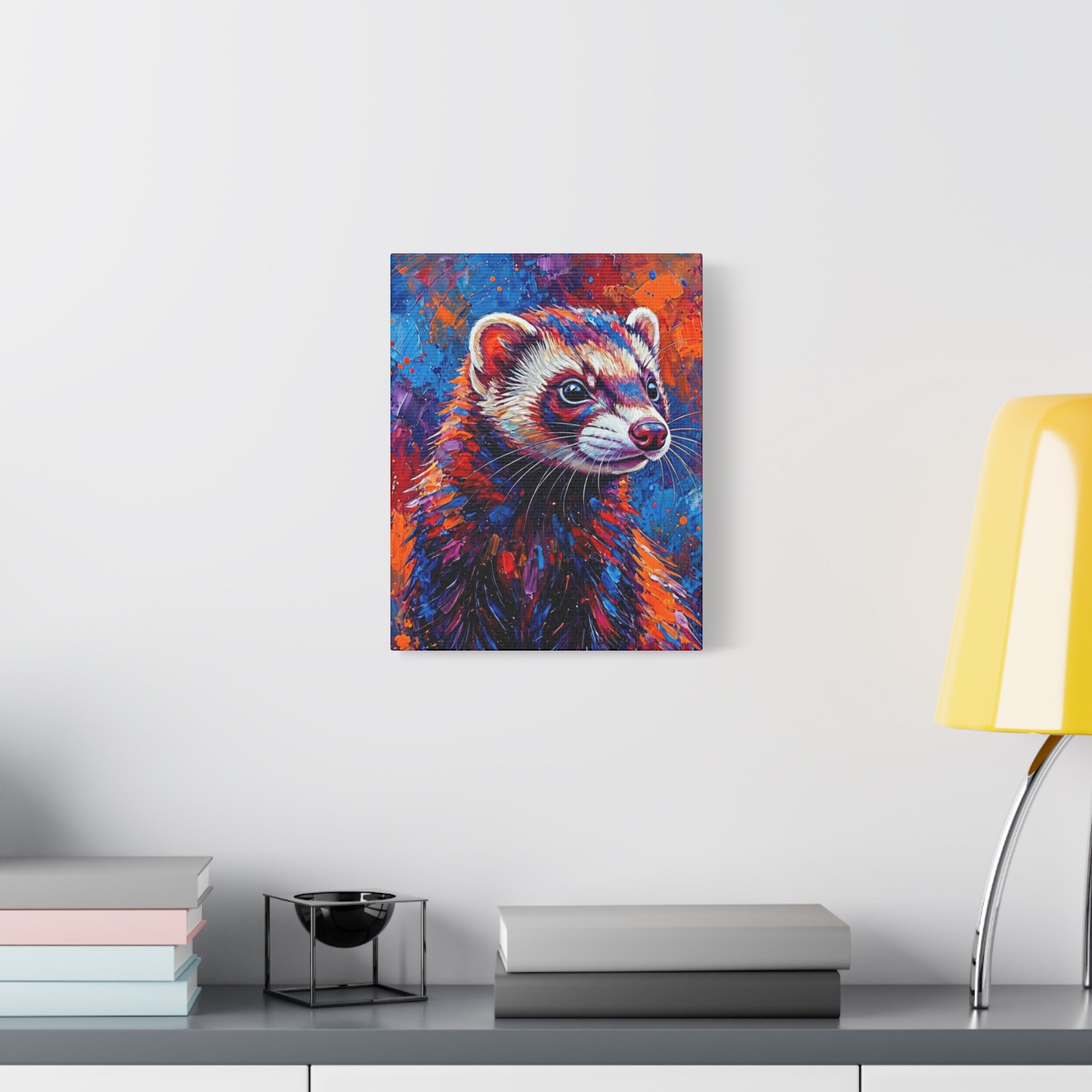 Colorful Ferret Canvas Print /Vibrant Pop-Art Animal Wall Art
