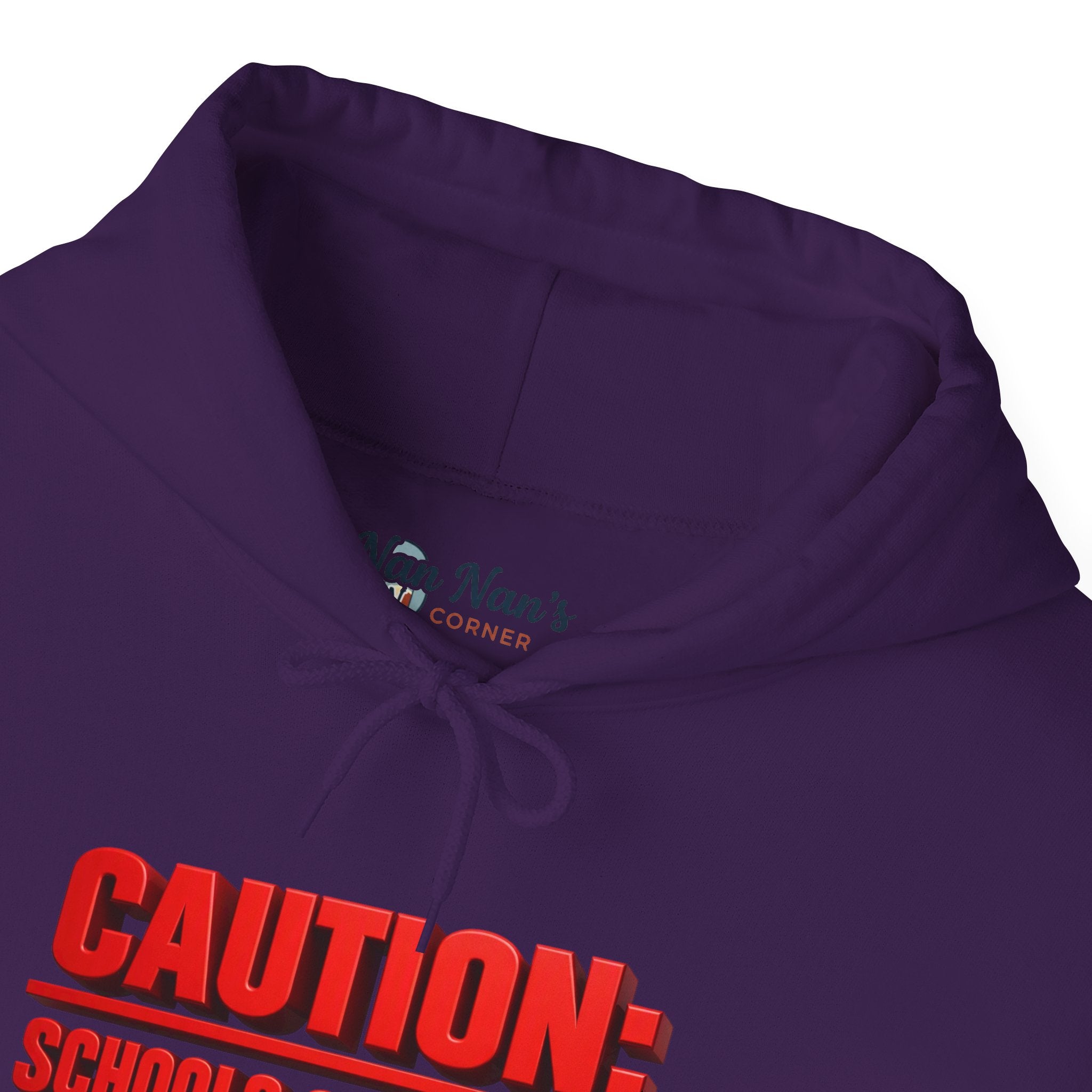Hoodie — "CAUTION: Schools Starting, Re-Installing Brain" Back-to-School Graphic Hoodie