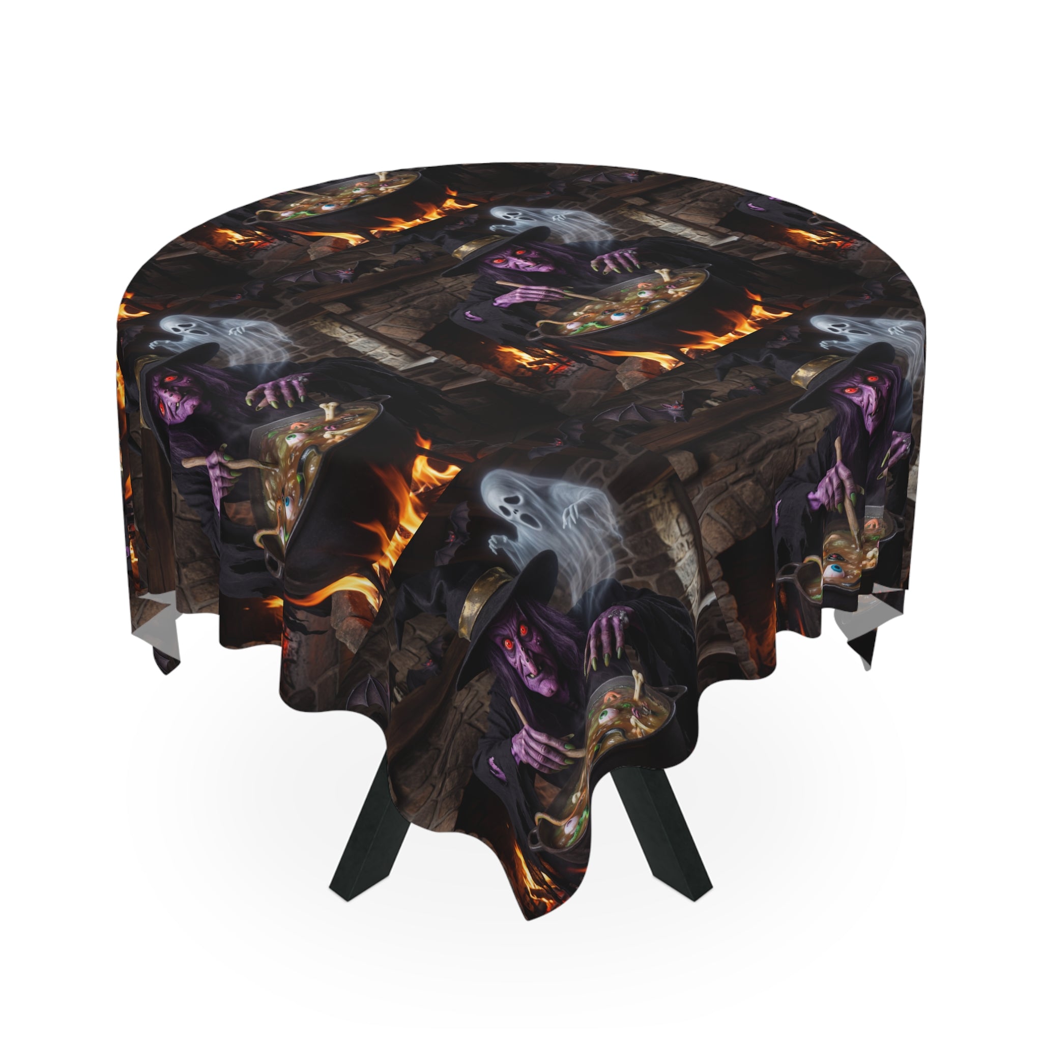 Halloween Witch Cauldron Tablecloth / Spooky Haunted Dinner Party Decor