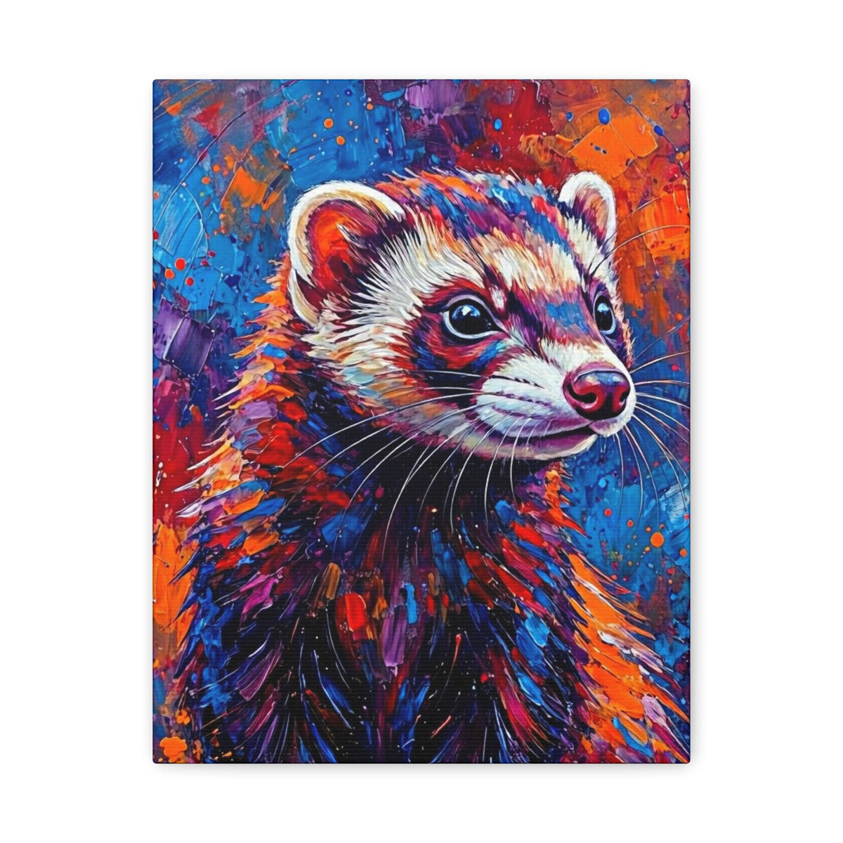 Colorful Ferret Canvas Print /Vibrant Pop-Art Animal Wall Art