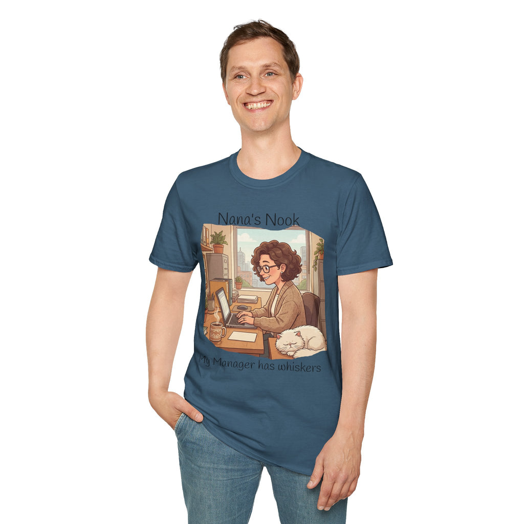 T-Shirt / "Nana's Nook: My Manager Has Whiskers" Cozy Grandma Cat Lover Tee