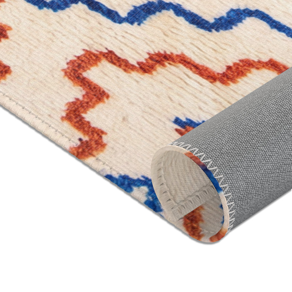 Southwestern Diamond Pattern Area Rug | Blue Rust Geometric