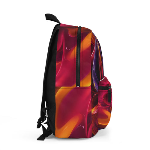 Abstract Color Swirl Backpack | Vibrant Liquid Art, Red Purple Yellow