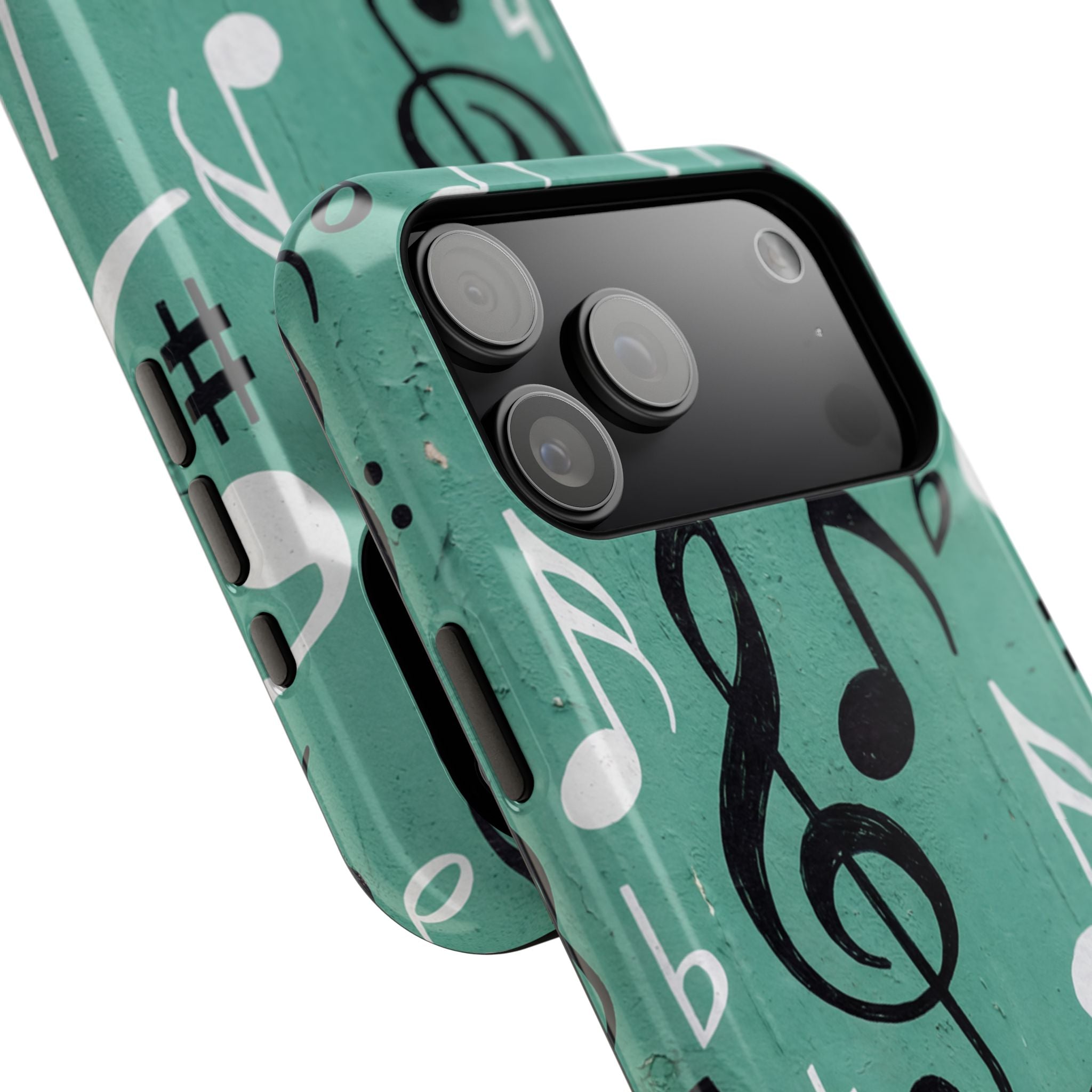 Teal Music Notes Phone Case | Impact-Resistant Case