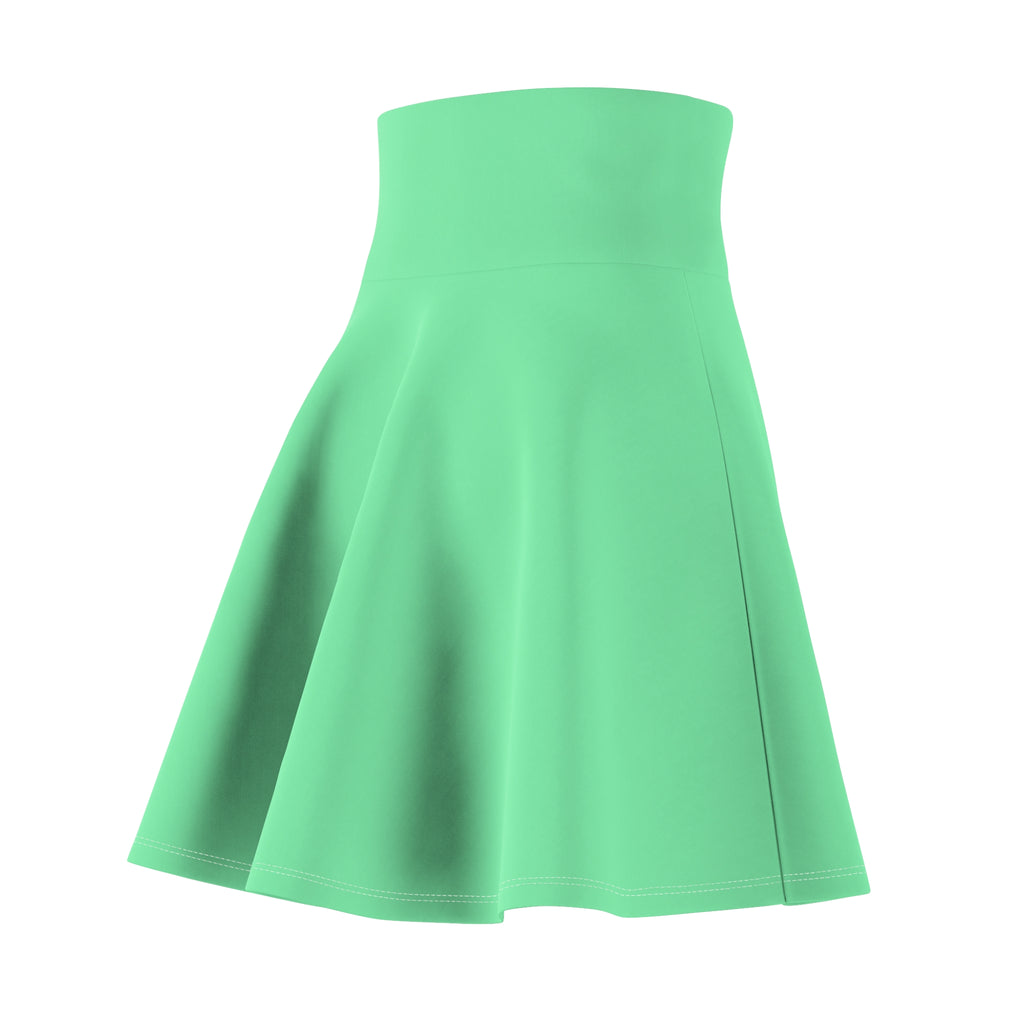 Mint Green Solid Skater Skirt - Flared Waistband