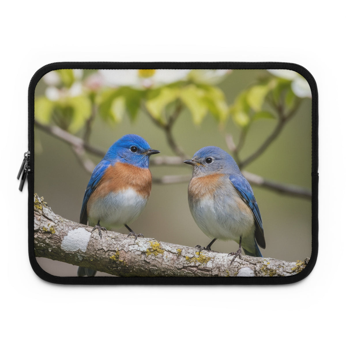 Laptop Sleeve Eastern Bluebirds on Branch | Nature Bird Photography