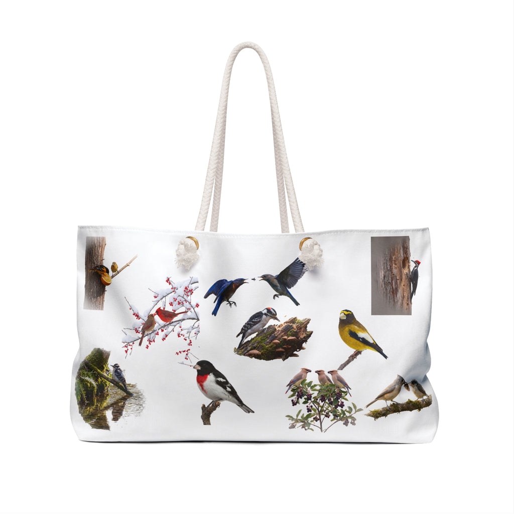 Weekender Bag/Bird Illustration / Botanical Songbird Travel Tote