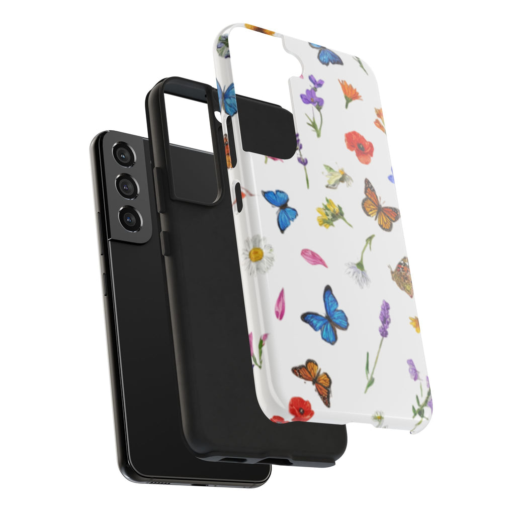 Butterfly Meadow Tough Phone Case / Floral Protective Phone Cover