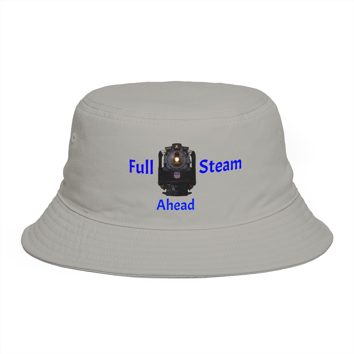 Full Steam Ahead train graphic Bucket Hat | steam locomotive motif
