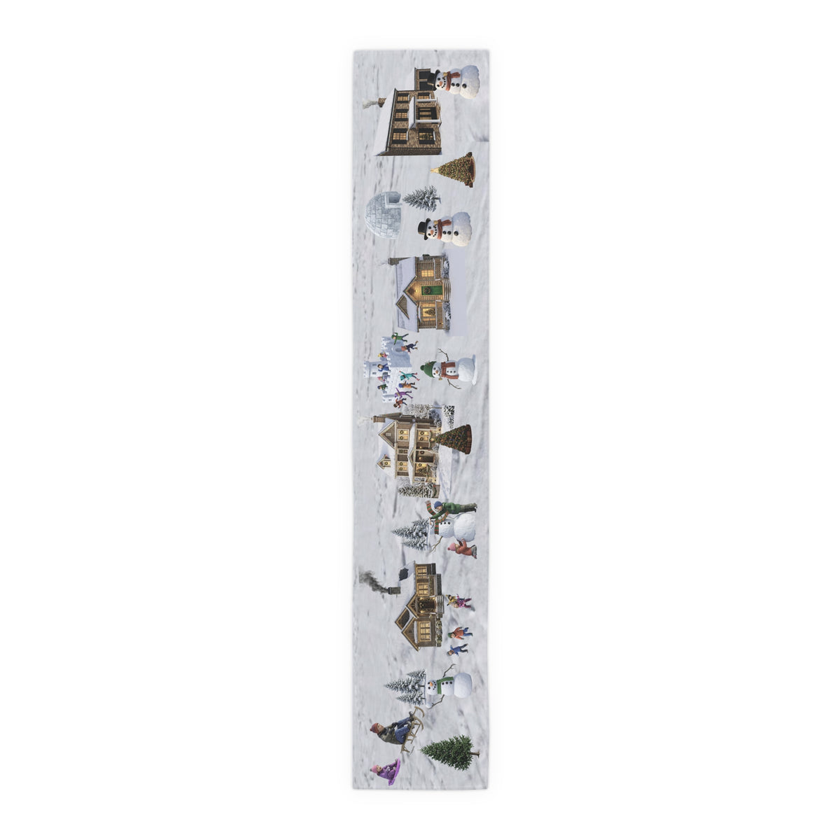 Storybook Snowman Village Table Runner | Winter Wonderland Holiday Decor