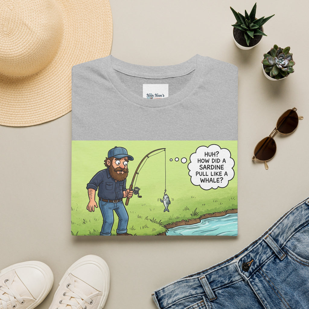 Fishing Bass Cartoon Unisex Graphic T-Shirt – Funny Lure Pond Fish Cotton Tee