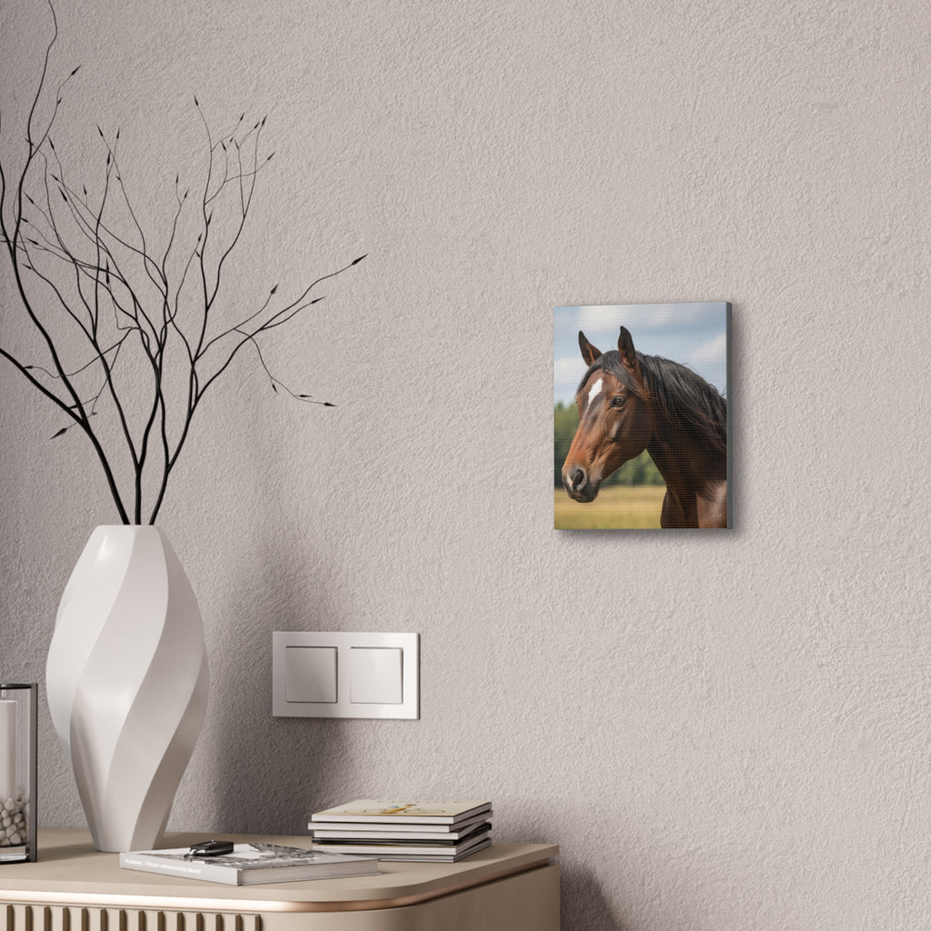Bay Horse Portrait Canvas Print / Wall Art for Equestrian Lovers