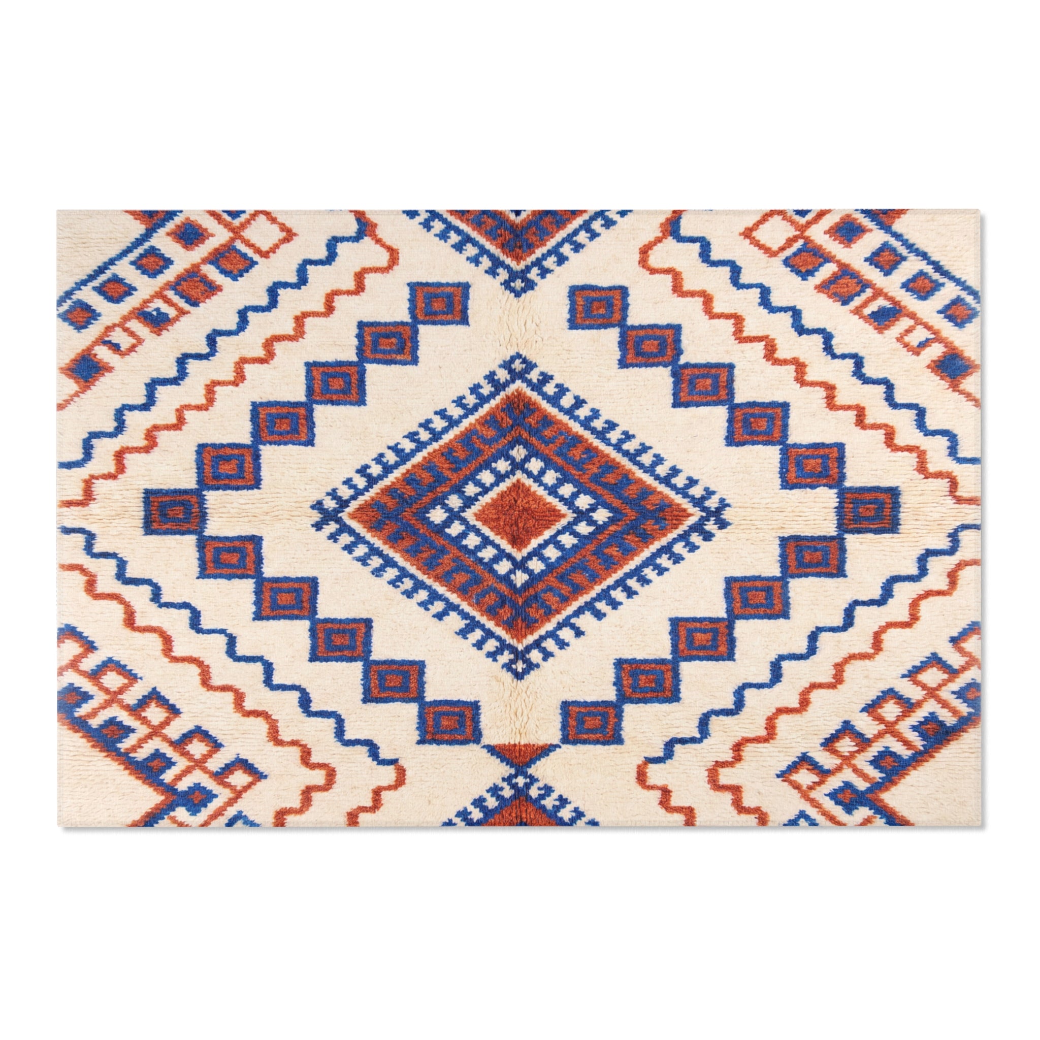 Southwestern Diamond Pattern Area Rug | Blue Rust Geometric