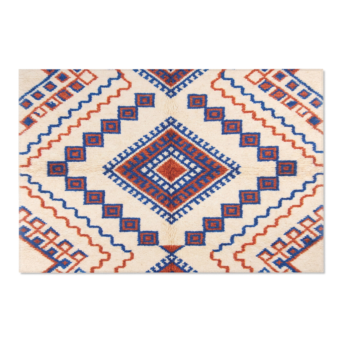 Southwestern Diamond Pattern Area Rug | Blue Rust Geometric