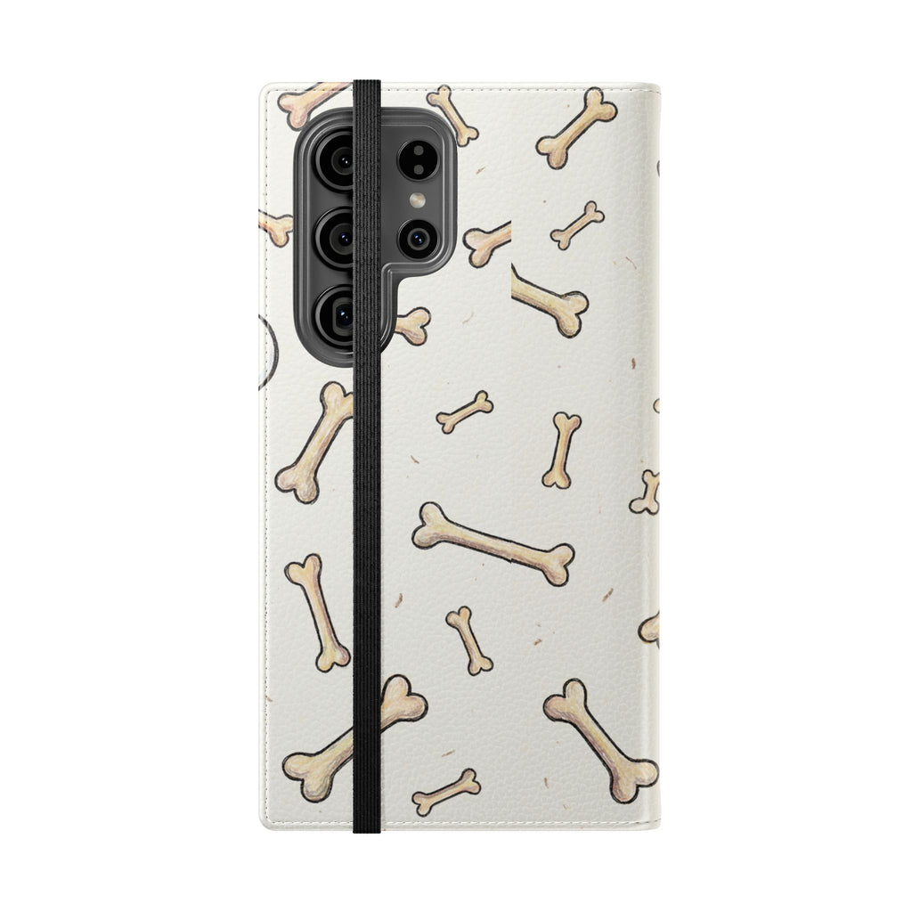 Pug & Bones Phone Flip Case / Cute Dog Wallet Cover