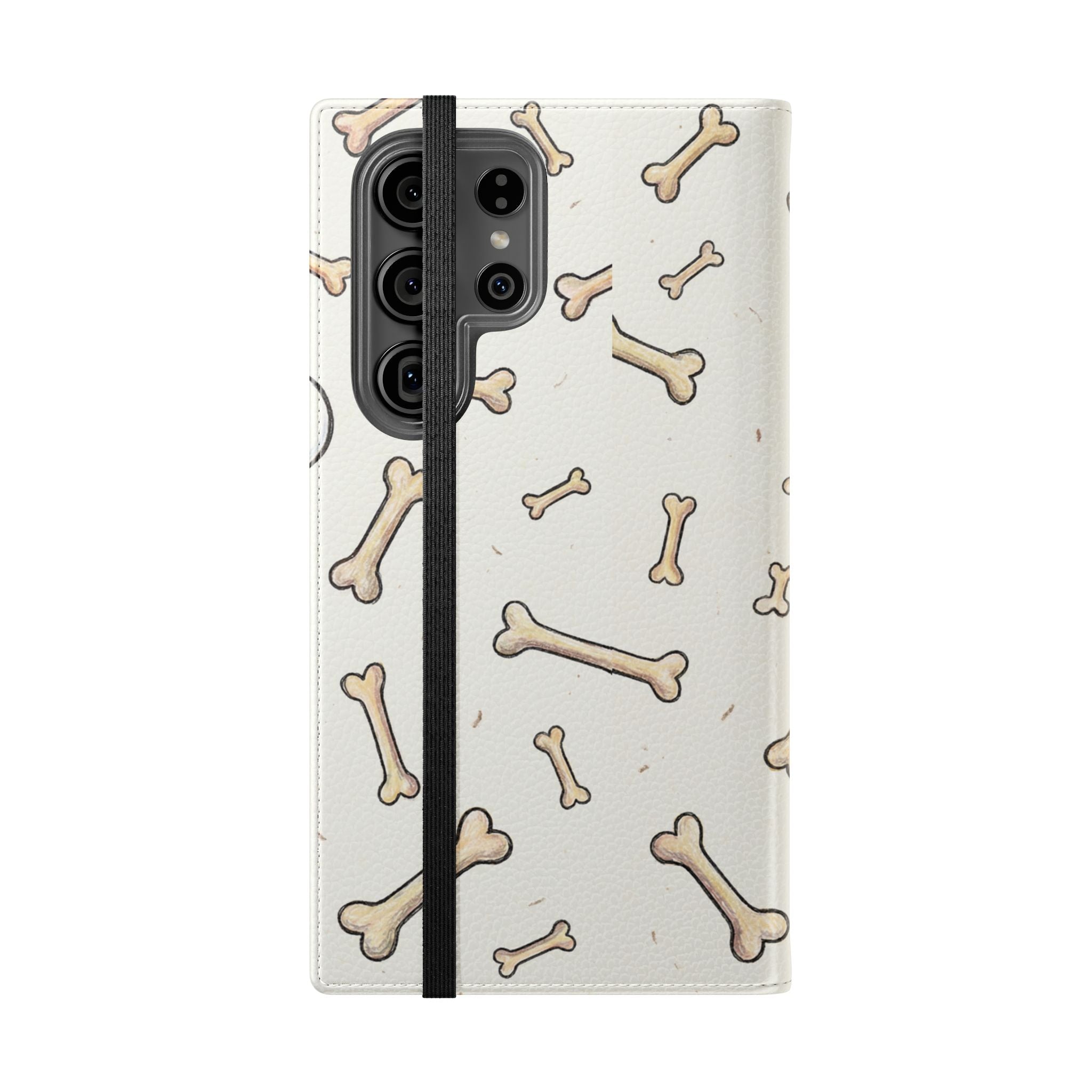 Pug & Bones Phone Flip Case / Cute Dog Wallet Cover