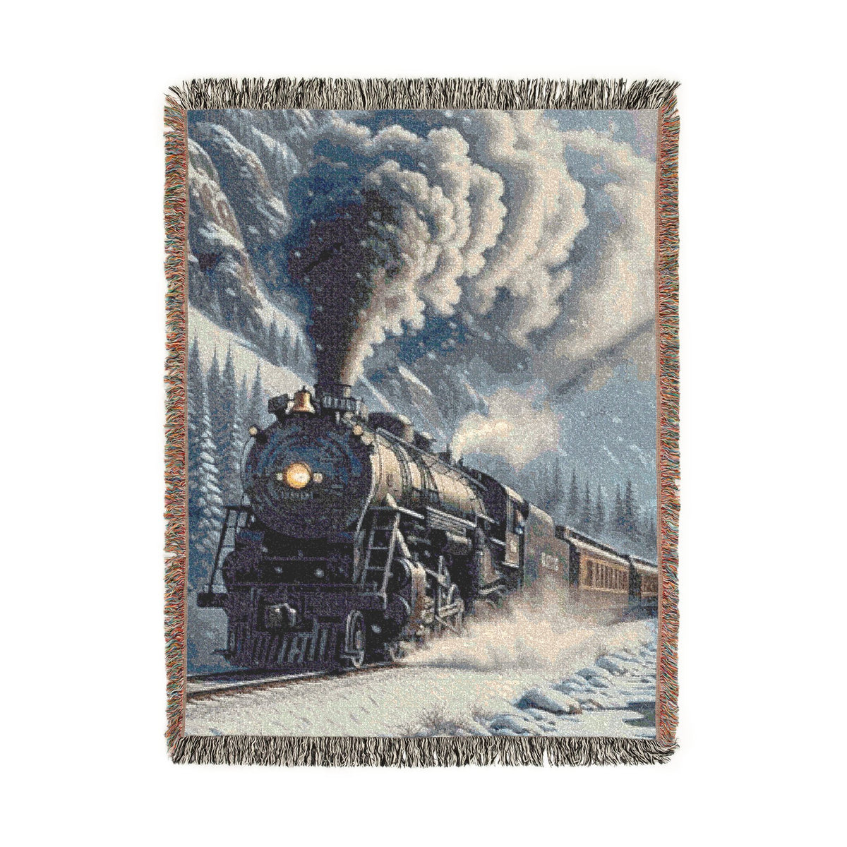 Steam Train Woven Blanket | Vintage Locomotive Throw