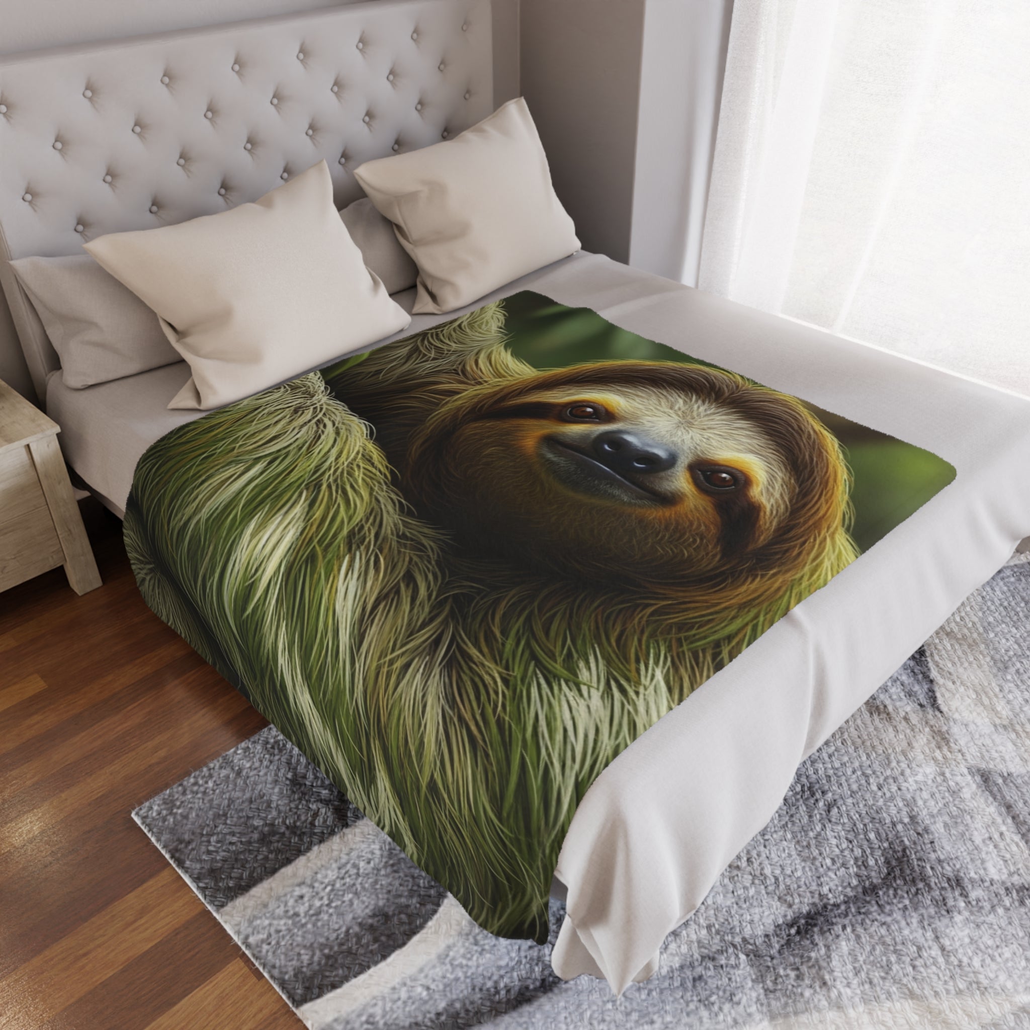 Sloth Plush Minky Blanket / Cozy Tropical Animal Throw