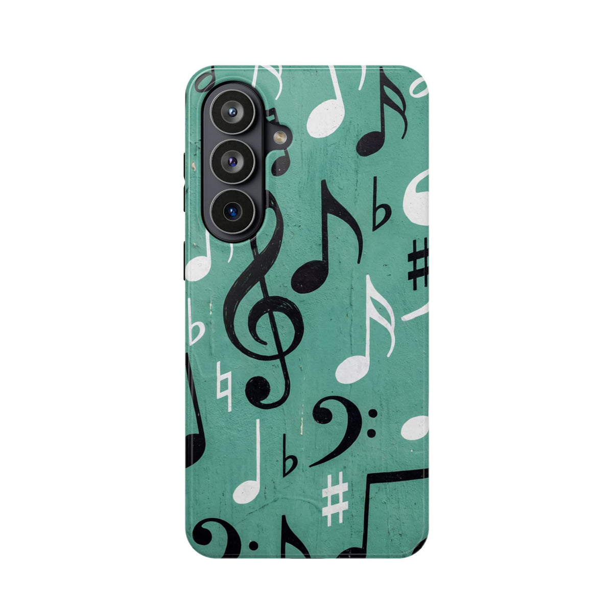 Teal Music Notes Phone Case | Impact-Resistant Case
