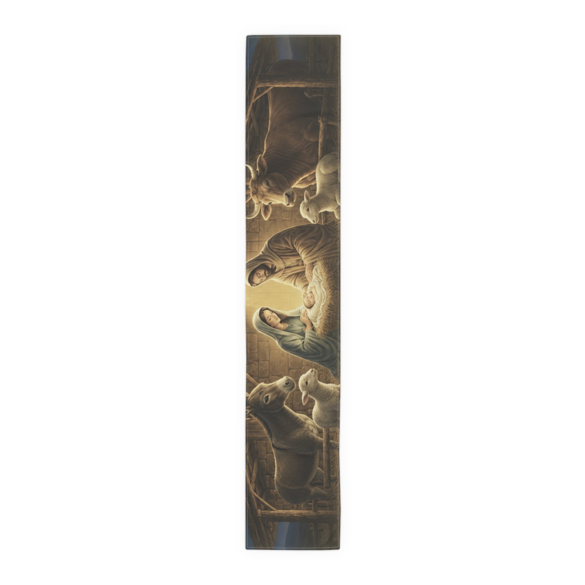 Nativity Manger Scene Table Runner | Cotton Poly