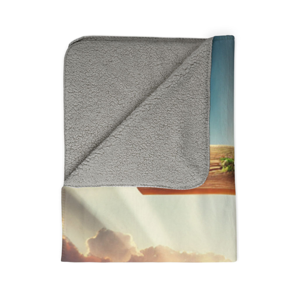 Christian Cross Gift Blanket/ sherpa Fleece Throw/Religious Home Decor