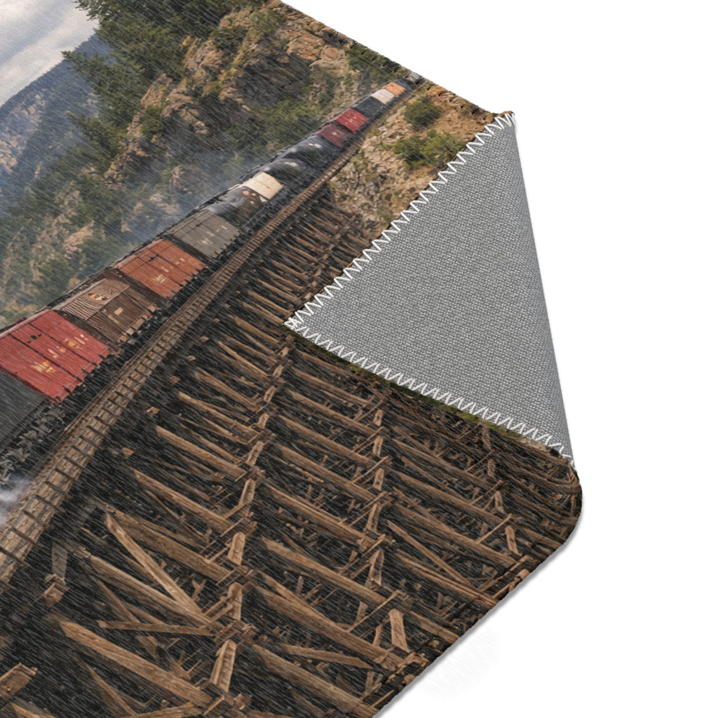Union Pacific Steam Train Area Rug | Big Boy Locomotive with Cars