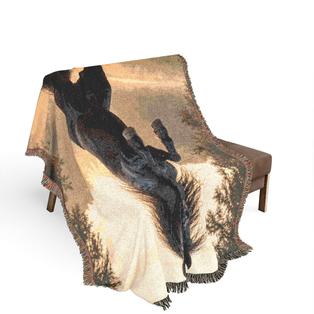 Wild Stallion Horse Woven Blanket - Equestrian Throw