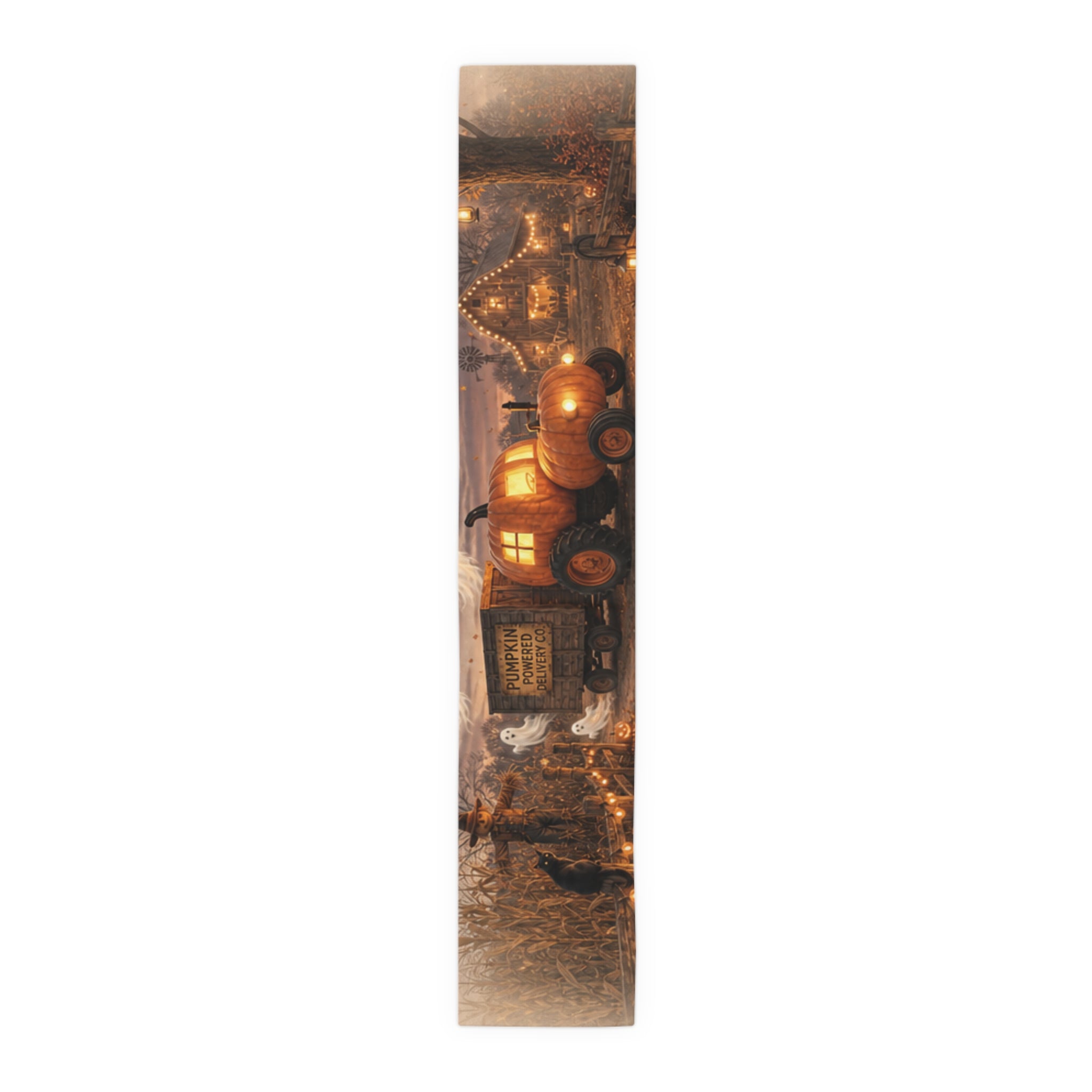 Haunted Pumpkin Truck Table Runner | Halloween Cotton Poly