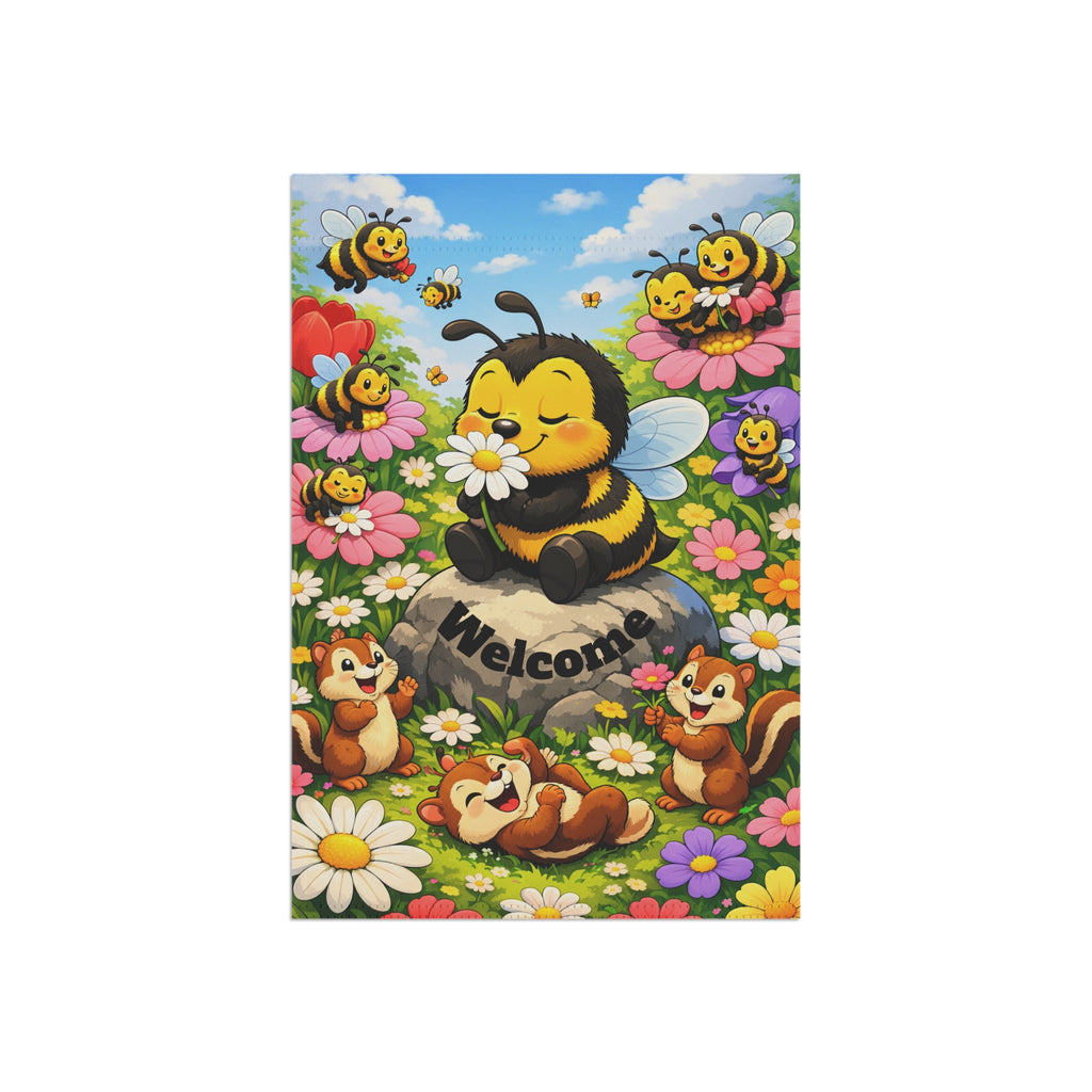Cute Bee Welcome Garden Flag | House Banner, Floral Spring Decor