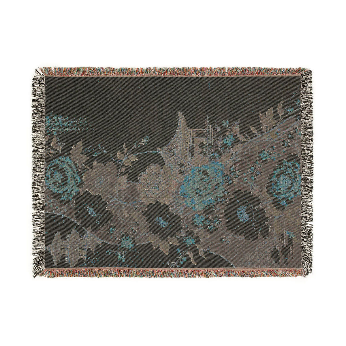Vintage Floral Tapestry Woven Blanket - Boho Rose