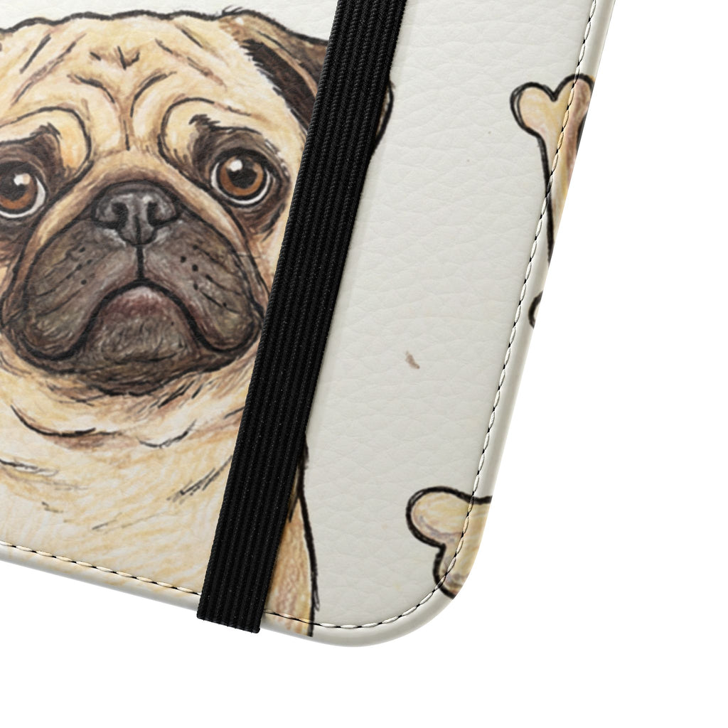 Pug & Bones Phone Flip Case / Cute Dog Wallet Cover