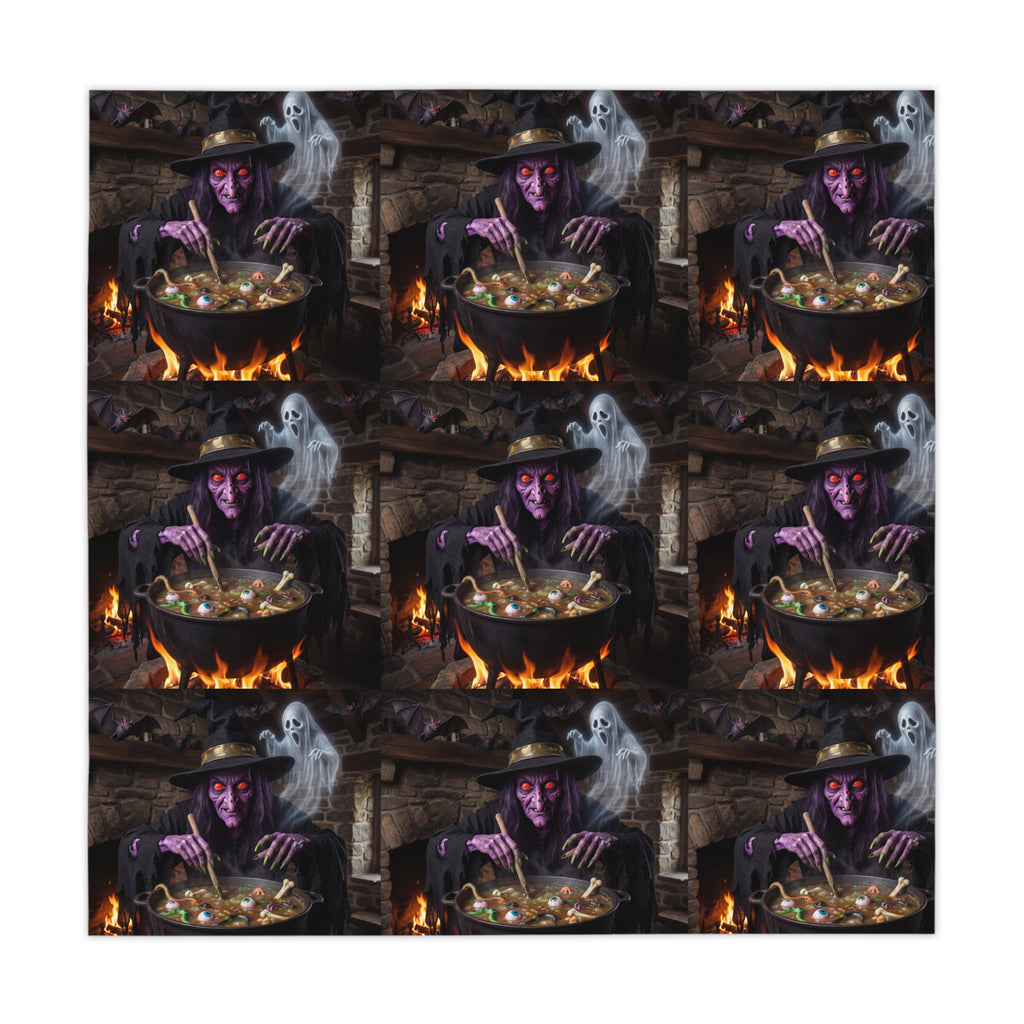 Halloween Witch Cauldron Tablecloth — Spooky Haunted Dinner Party Decor