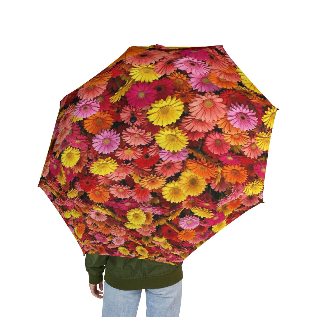 Gerbera Daisy Floral Pattern Umbrella | Foldable Rain Parasol