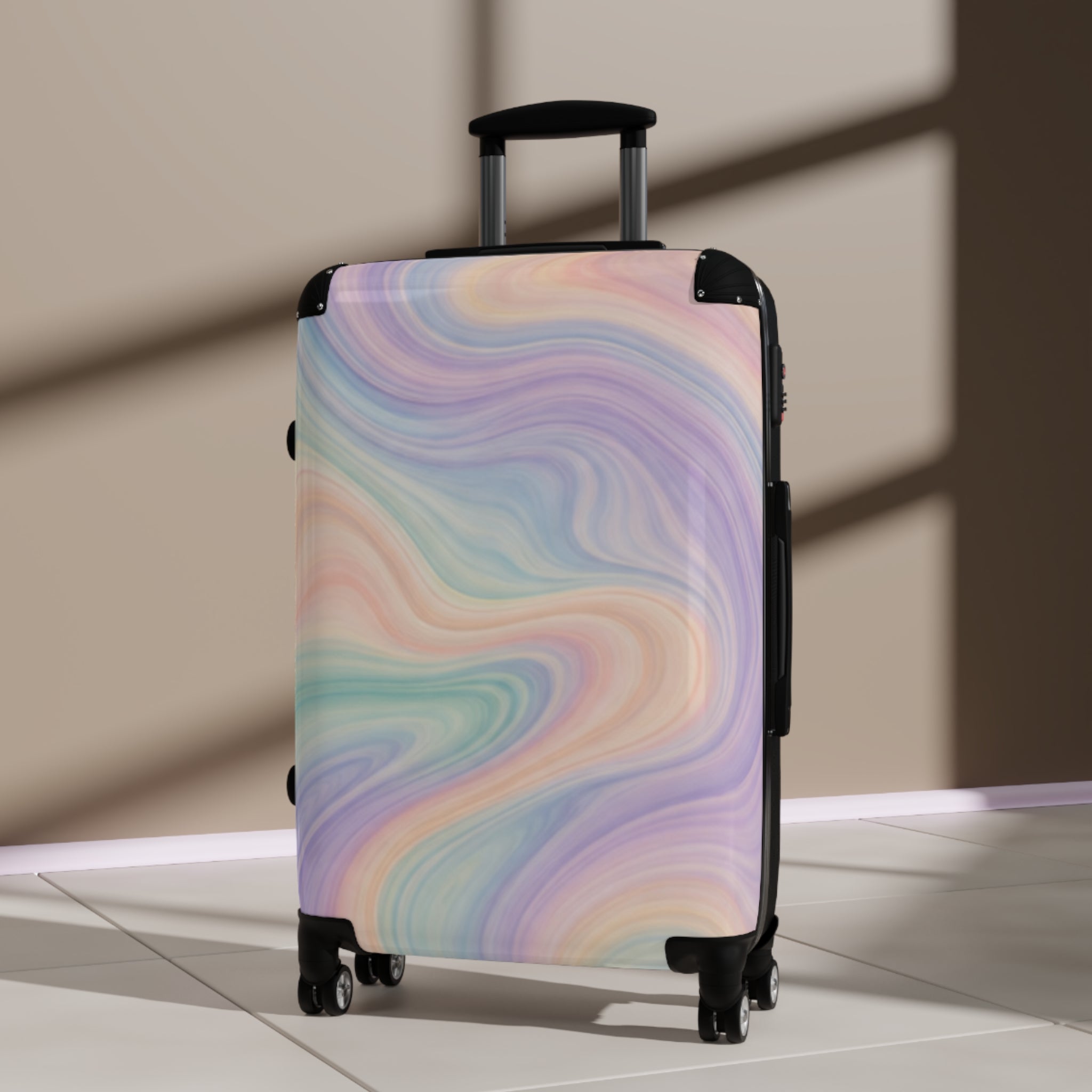 Psychedelic Swirl Colorful Marble Suitcase | Retro Travel Luggage
