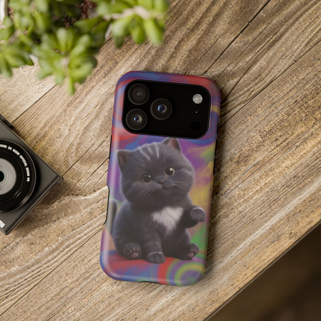 Kawaii Gray Kitten phone case | Impact-Resistant Case